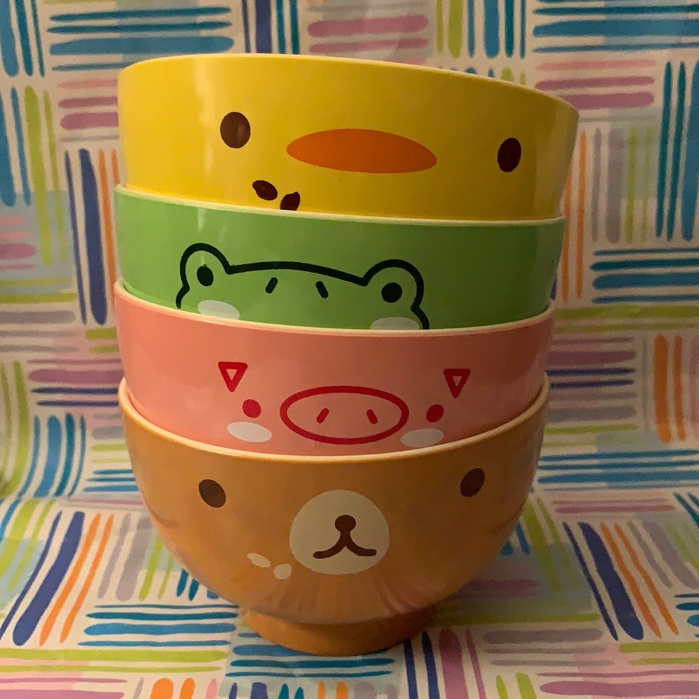 Animal print kid bowls daiso